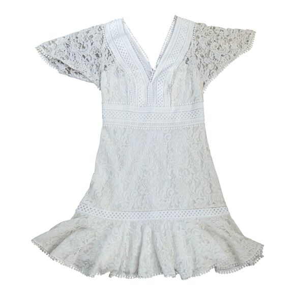 Eliza J $188 V-Neck Lace Flounce‎ Sleeve Cocktail Party Wedding Guest Dress 6 - Picture 14 of 16